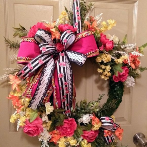 Spring Wreath, Summer Wreath, Floral Moss Wreath, Mothers Day Gift, Spring Decor - Picture 5 of 7